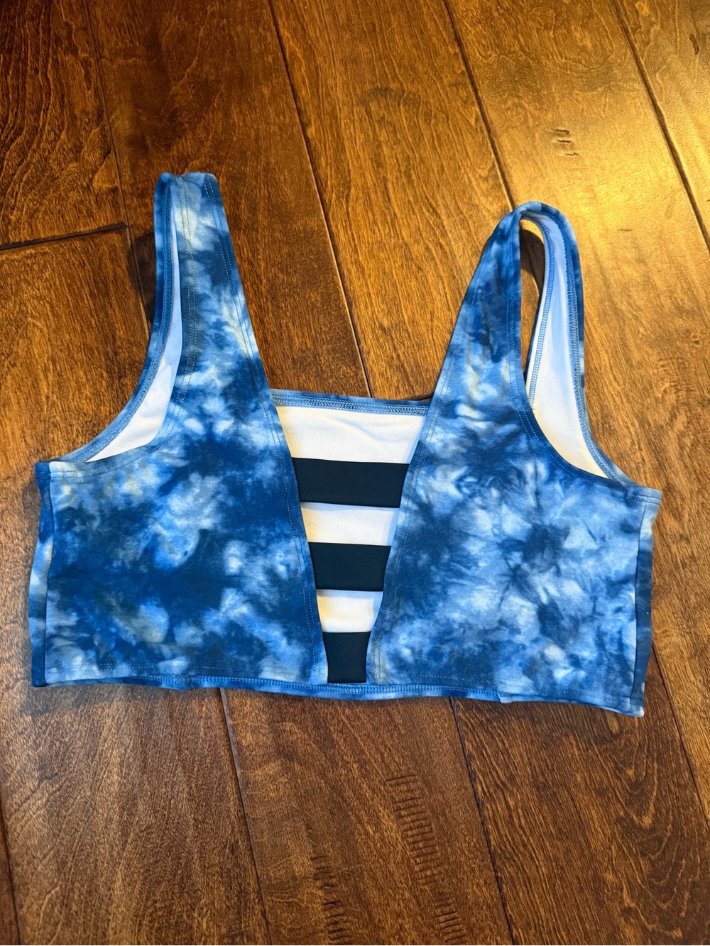 abercrombie kids Blue Tie-Dye Swim Bralette with Strappy Back